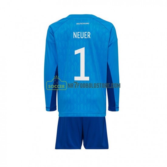 Tyskland Trøje Manuel Neuer 1 Målmand Børn Hjemmebane Fodboldsæt VM i fodbold 2022 Langærmet