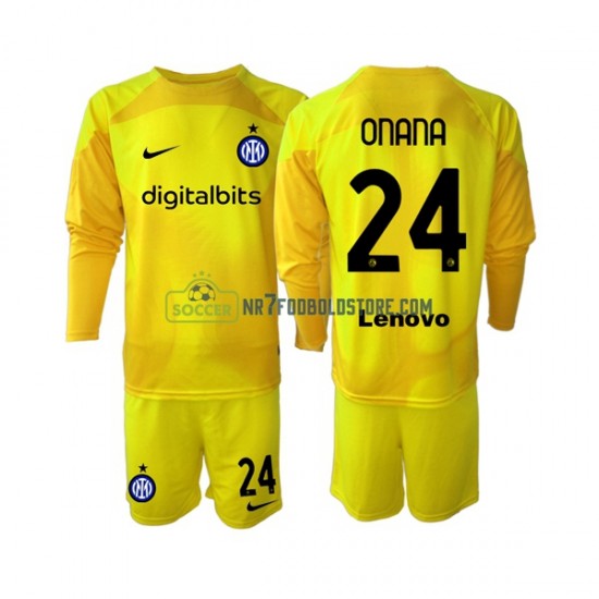 Inter Milan Trøje Andre Onana 24 Målmand Børn Udebane Fodboldsæt 2022-2023 Langærmet