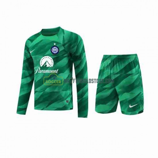 Inter Milan Trøje Målmand Børn Udebane Fodboldsæt 2023-2024 Langærmet