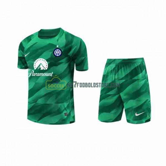 Inter Milan Trøje Målmand Børn Udebane Fodboldsæt 2023-2024 Kortærmet