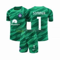 Inter Milan Trøje Sommer 1 Målmand Børn Udebane Fodboldsæt 2023-2024 Kortærmet
