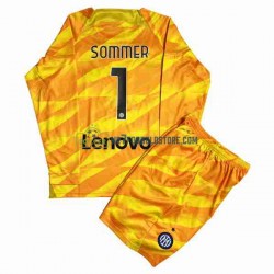Inter Milan Trøje Sommer 1 Målmand Børn Hjemmebane Fodboldsæt 2023-2024 Langærmet