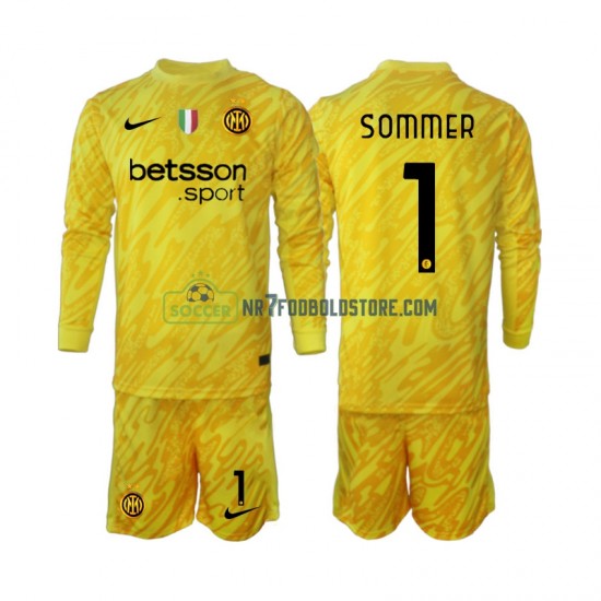 Inter Milan Trøje Yann Sommer 1 Målmand Børn Udebane Fodboldsæt 2024-2025 Langærmet