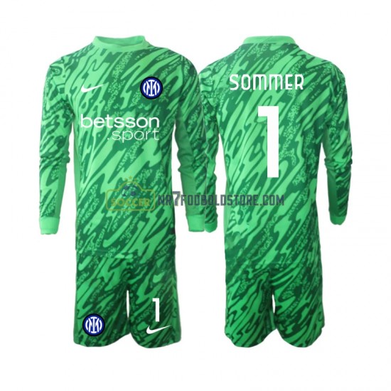 Inter Milan Trøje Yann Sommer 1 Målmand Børn Hjemmebane Fodboldsæt 2024-2025 Langærmet