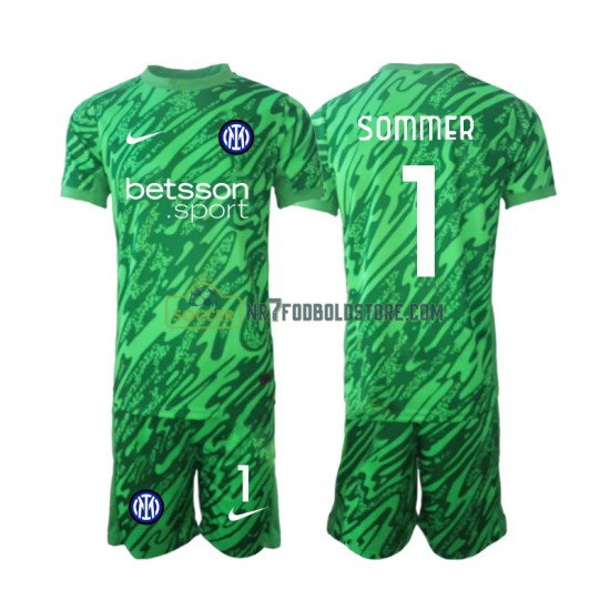 Inter Milan Trøje Yann Sommer 1 Målmand Børn Hjemmebane Fodboldsæt 2024-2025 Kortærmet