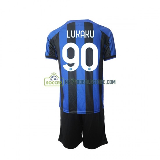 Inter Milan Trøje Romelu Lukaku 90 Børn Hjemmebane Fodboldsæt 2022-2023 Kortærmet