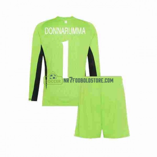 Italien Trøje Donnarumma 1 Målmand Børn Hjemmebane Fodboldsæt 2023 Langærmet