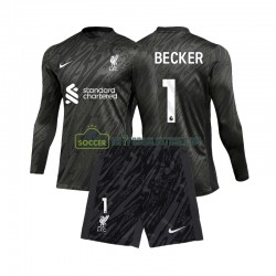 Liverpool Trøje Alisson Becker 1 Målmand Børn Hjemmebane Fodboldsæt 2024-2025 Langærmet