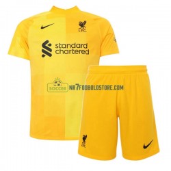 Liverpool Trøje Målmand Børn Udebane Fodboldsæt 2021-2022 Kortærmet 