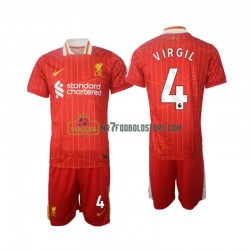 Liverpool Trøje Virgil 4 Børn Hjemmebane Fodboldsæt 2024-2025 Kortærmet