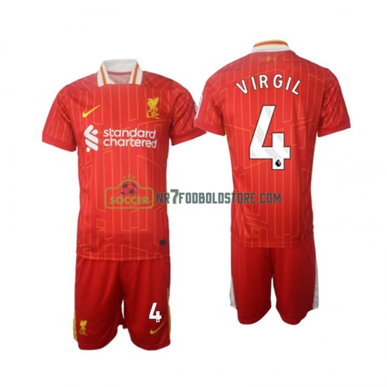 Liverpool Trøje Virgil 4 Børn Hjemmebane Fodboldsæt 2024-2025 Kortærmet