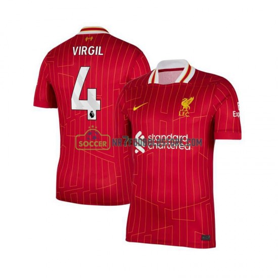 Liverpool Trøje Virgil van Dijk 4 Mænd Hjemmebane Fodboldsæt 2024-2025 Kortærmet