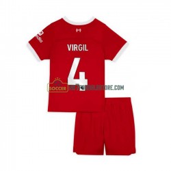 Liverpool Trøje Virgil van Dijk 4 Børn Hjemmebane Fodboldsæt 2023-2024 Kortærmet