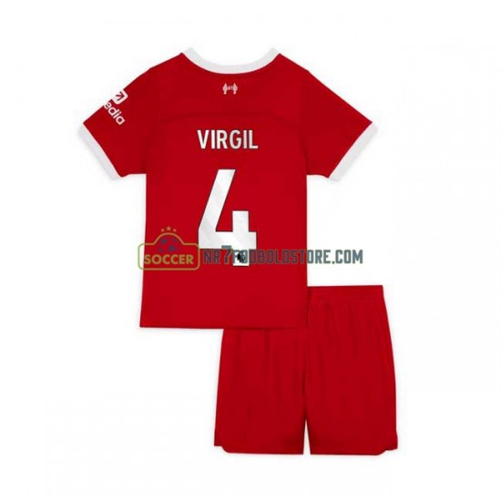 Liverpool Trøje Virgil van Dijk 4 Børn Hjemmebane Fodboldsæt 2023-2024 Kortærmet