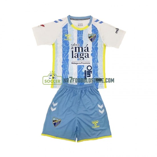 Málaga CF Trøje Børn Hjemmebane Fodboldsæt 2024-2025 Kortærmet