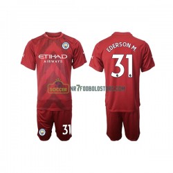 Manchester City Trøje Ederson M. 31 Målmand Børn Hjemmebane Fodboldsæt 2022-2023 Kortærmet