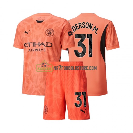Manchester City Trøje Ederson M 31 Målmand Børn Udebane Fodboldsæt 2024-2025 Kortærmet