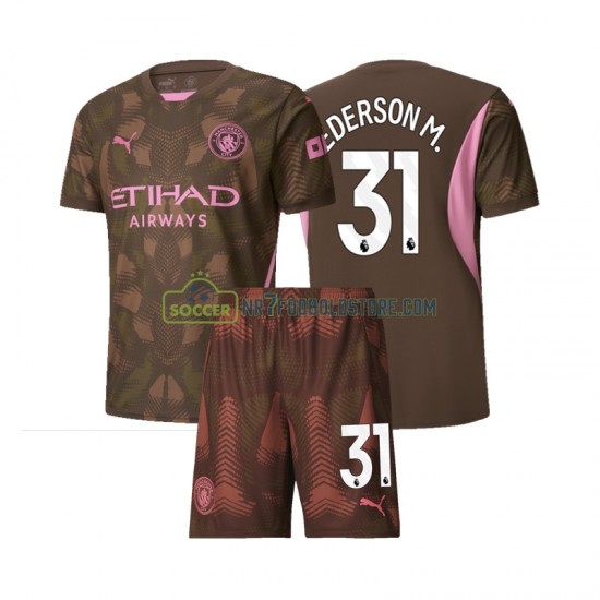 Manchester City Trøje Ederson M 31 Målmand Børn Hjemmebane Fodboldsæt 2024-2025 Kortærmet