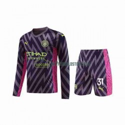 Manchester City Trøje Ederson Moraes 31 Målmand Børn Udebane Fodboldsæt 2023-2024 Langærmet
