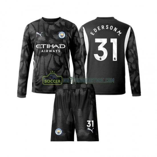Manchester City Trøje Ederson Moraes 31 Målmand Børn 4. Valg Fodboldsæt 2024-2025 Langærmet