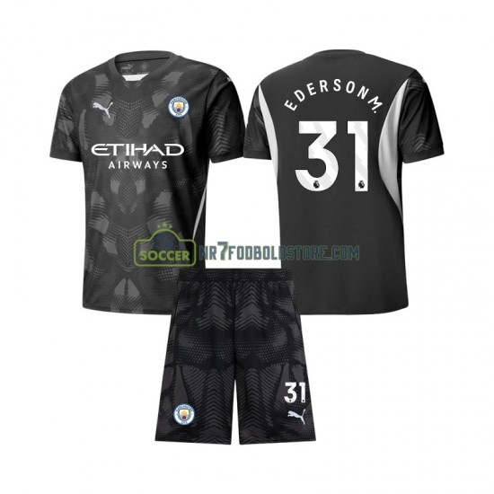 Manchester City Trøje Ederson Moraes 31 Målmand Børn 4. Valg Fodboldsæt 2024-2025 Kortærmet