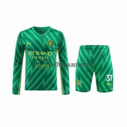 Manchester City Trøje Ederson Moraes 31 Målmand Børn Hjemmebane Fodboldsæt 2023-2024 Langærmet