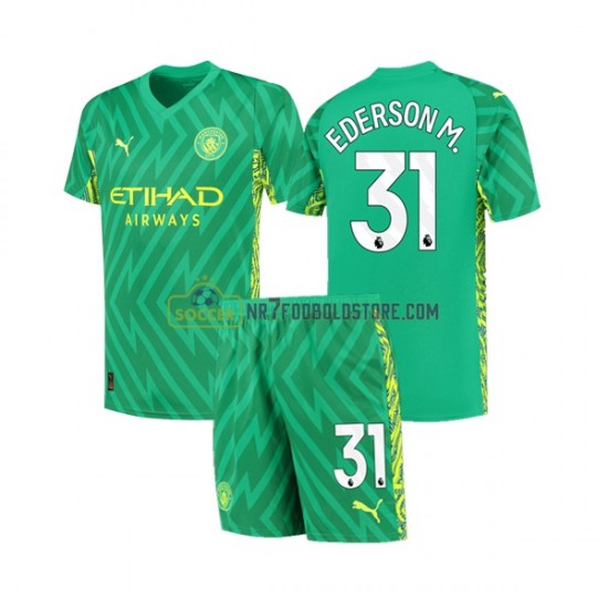 Manchester City Trøje Ederson Moraes 31 Målmand Børn Hjemmebane Fodboldsæt 2023-2024 Kortærmet