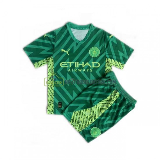 Manchester City Trøje Målmand Børn Hjemmebane Fodboldsæt 2023-2024 Kortærmet