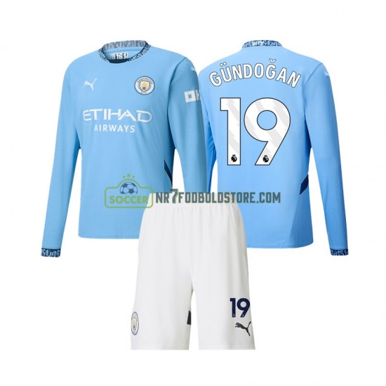 Manchester City Trøje Gundogan 19 Børn Hjemmebane Fodboldsæt 2024-2025 Langærmet
