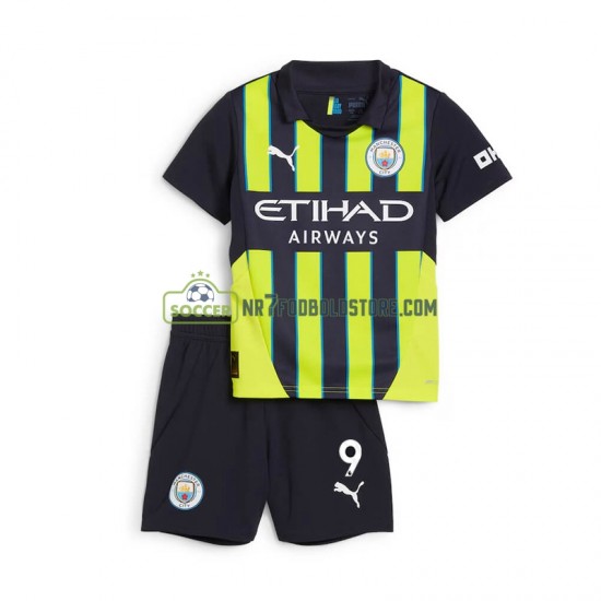 Manchester City Trøje Haaland 9 Børn Udebane Fodboldsæt 2024-2025 Kortærmet