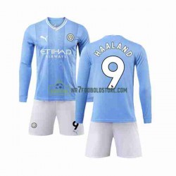 Manchester City Trøje Haaland 9 Børn Hjemmebane Fodboldsæt 2023-2024 Langærmet