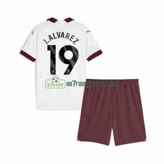 Manchester City Trøje Julian Alvarez 19 Børn Udebane Fodboldsæt 2023-2024 Kortærmet