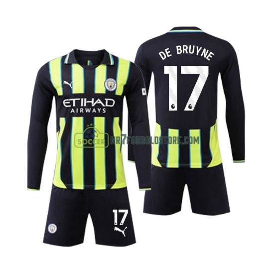 Manchester City Trøje Kevin De Bruyne 17 Børn Udebane Fodboldsæt 2024-2025 Langærmet