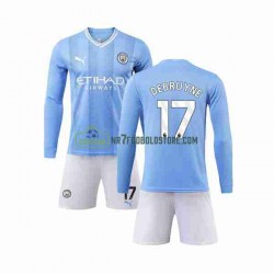Manchester City Trøje Kevin De Bruyne 17 Børn Hjemmebane Fodboldsæt 2023-2024 Langærmet