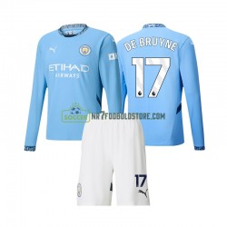 Manchester City Trøje Kevin De Bruyne 17 Børn Hjemmebane Fodboldsæt 2024-2025 Langærmet