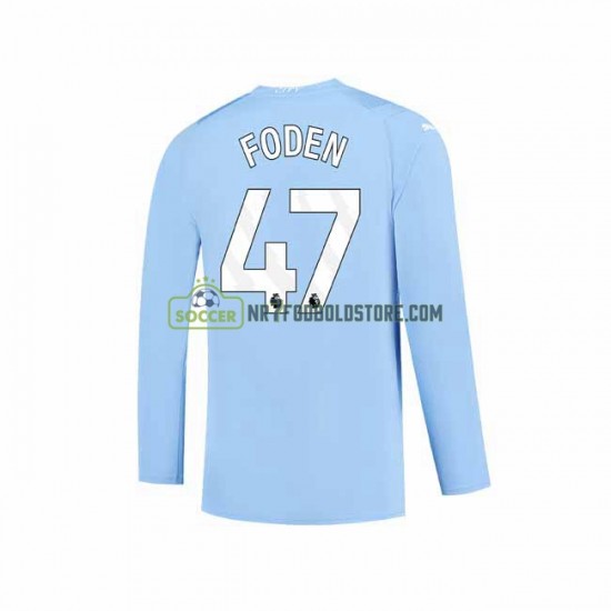 Manchester City Trøje Phil Foden 47 Mænd Hjemmebane Fodboldsæt 2023-2024 Langærmet