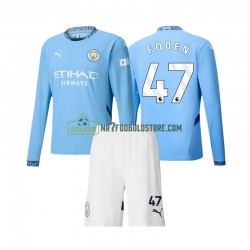 Manchester City Trøje Phil Foden 47 Børn Hjemmebane Fodboldsæt 2024-2025 Langærmet