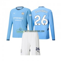 Manchester City Trøje Savinho 26 Børn Hjemmebane Fodboldsæt 2024-2025 Langærmet
