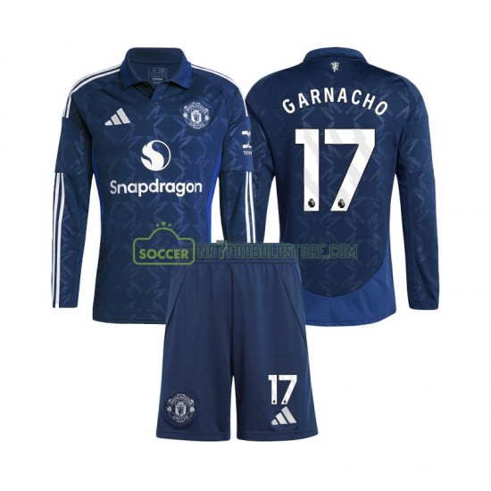 Manchester United Trøje Alejandro Garnacho 17 Børn Udebane Fodboldsæt 2024-2025 Langærmet