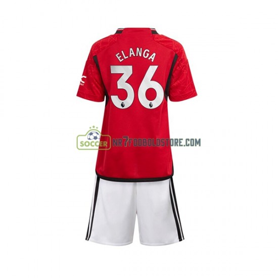 Manchester United Trøje Anthony Elanga 36 Børn Hjemmebane Fodboldsæt 2023-2024 Kortærmet