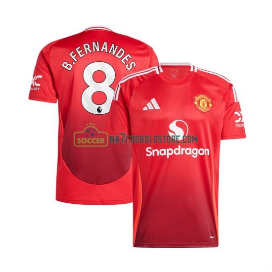 Manchester United Trøje Bruno Fernandes 8 Mænd Hjemmebane Fodboldsæt 2024-2025 Kortærmet