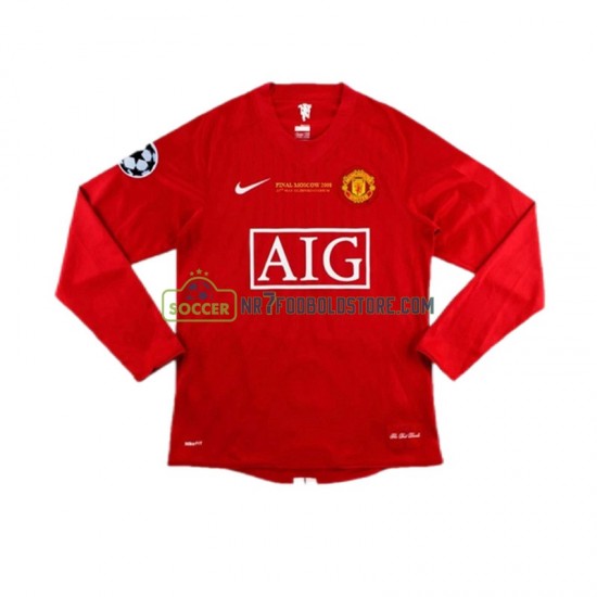 Manchester United Trøje Champion League 2007 Retro Mænd Hjemmebane Fodboldsæt Langærmet
