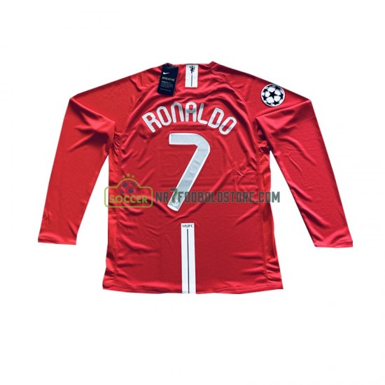 Manchester United Trøje Cristiano Ronaldo 7 Champion League 2007 Retro Mænd Hjemmebane Fodboldsæt Langærmet