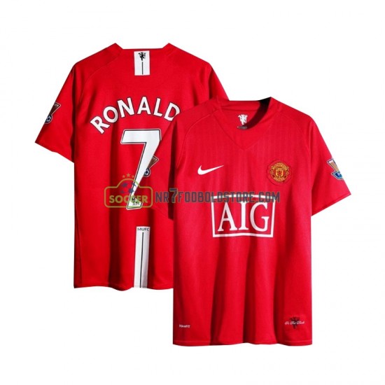 Manchester United Trøje Cristiano Ronaldo 7 Champion League 2007 Retro Mænd Hjemmebane Fodboldsæt Kortærmet