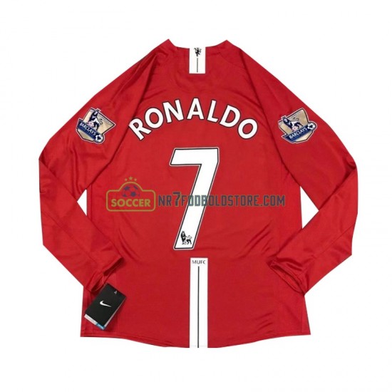 Manchester United Trøje Cristiano Ronaldo 7 2007 Retro Mænd Hjemmebane Fodboldsæt Langærmet