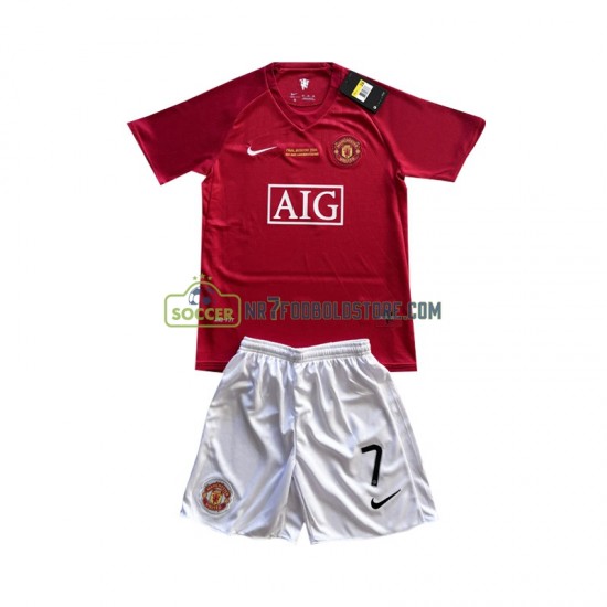 Manchester United Trøje Cristiano Ronaldo 7 Champion League 2007 Retro Børn Hjemmebane Fodboldsæt Kortærmet
