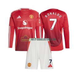 Manchester United Trøje Cristiano Ronaldo 7 Børn Hjemmebane Fodboldsæt 2024-2025 Langærmet