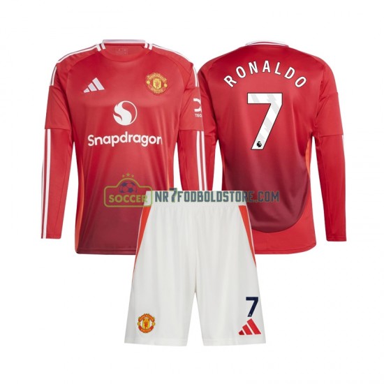 Manchester United Trøje Cristiano Ronaldo 7 Børn Hjemmebane Fodboldsæt 2024-2025 Langærmet