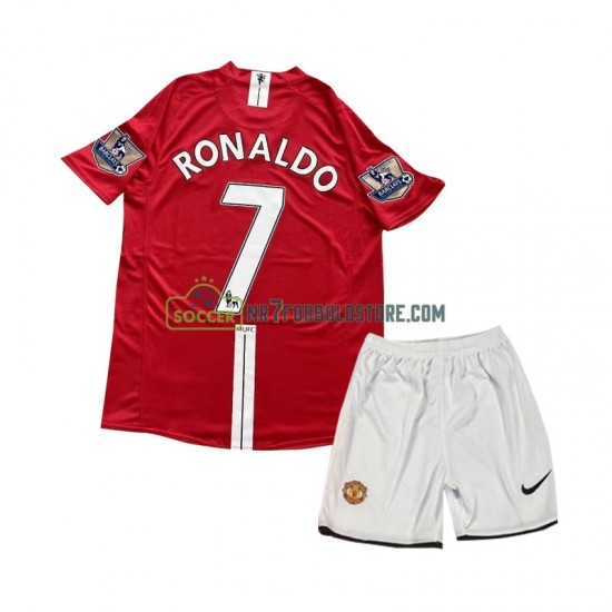 Manchester United Trøje Cristiano Ronaldo 7 2007 Retro Børn Hjemmebane Fodboldsæt Kortærmet