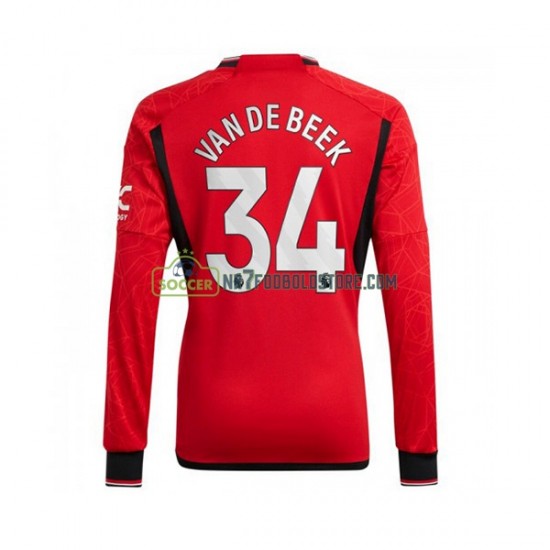 Manchester United Trøje Donny van de Beek 34 Mænd Hjemmebane Fodboldsæt 2023-2024 Langærmet